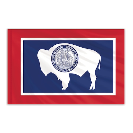 Wyoming Indoor Nylon Flag 4'x6' With Gold Fringe